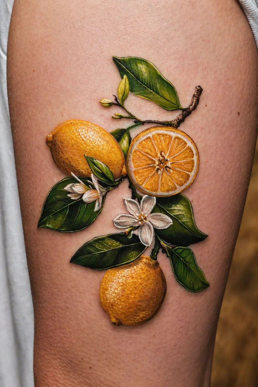 Citrus & Blossom — Color Realism tattoo by Amed Cid