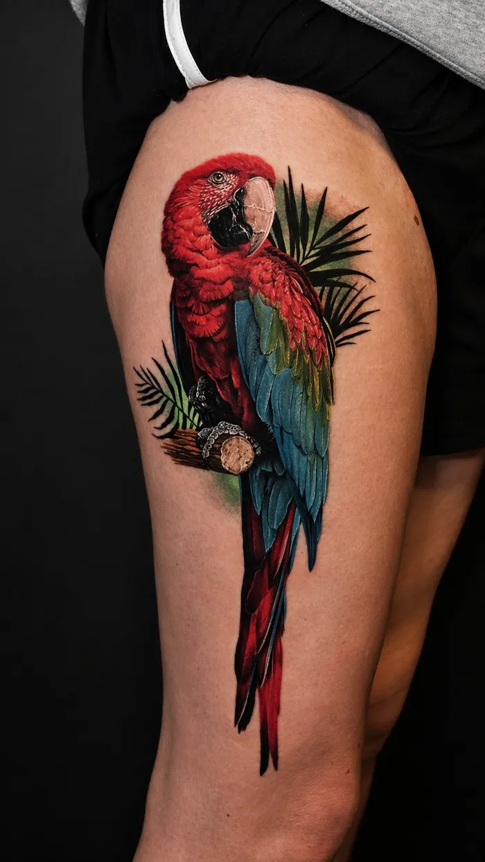 Scarlet Macaw — Color tatuaje por Amed Cid