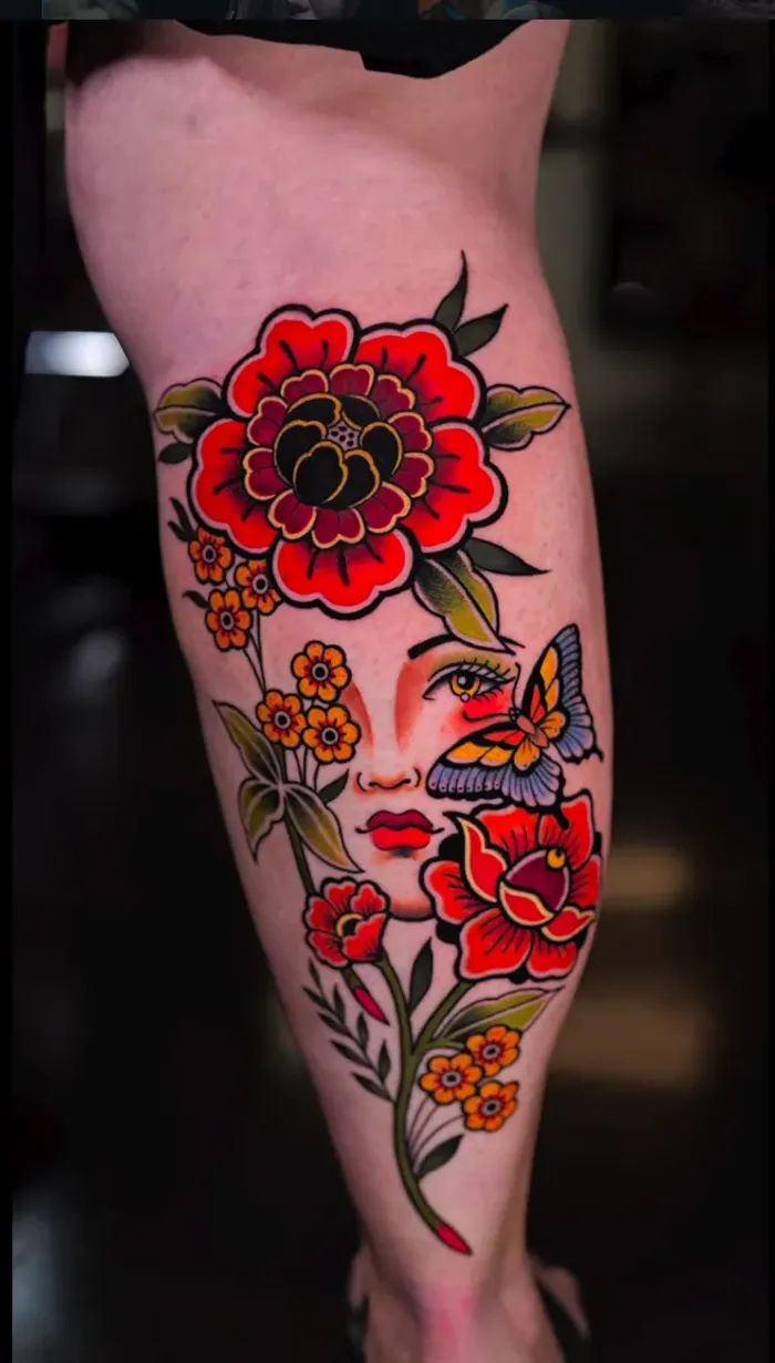 Traditional Flowers — Color tatuaje por Amed Cid