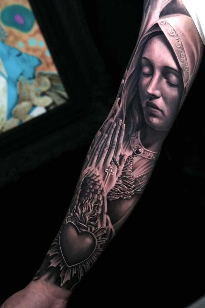 Mother · Detail — Black & gray tatuaje por Amed Cid