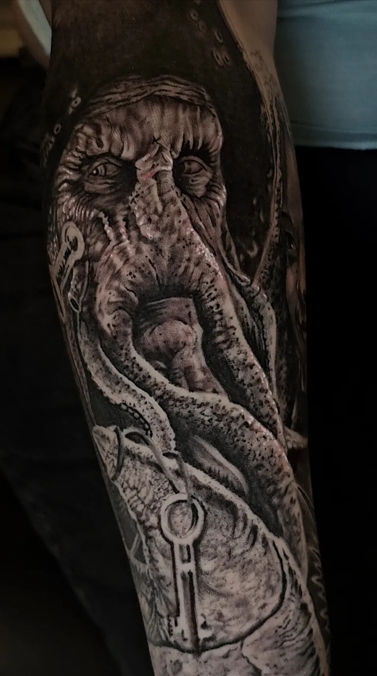 Davy Jones — Black & Grey tattoo by Amed Cid